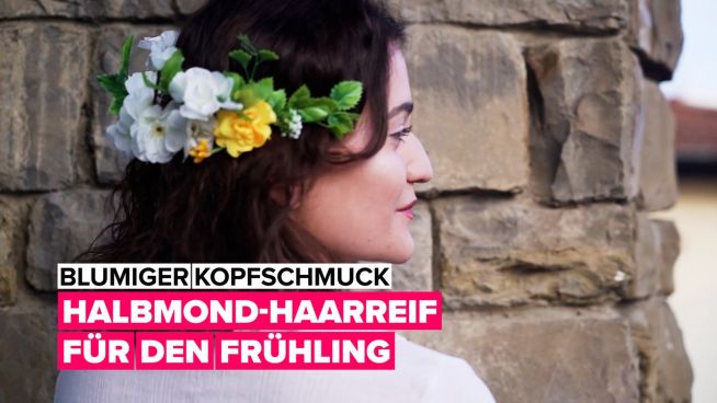 Blumiger Kopfschmuck für den Frühling: Halbmond-Haarreif